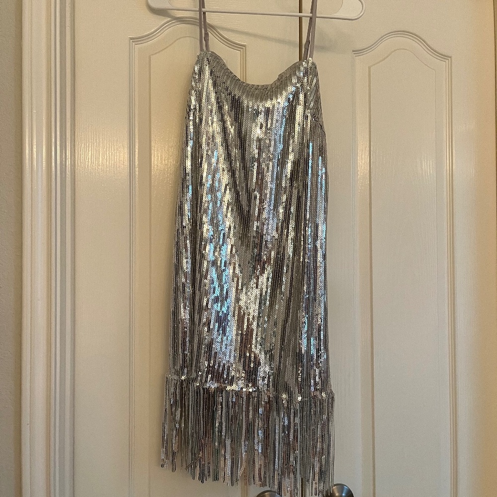 Pink Lily Silver Sequin Dress NWT